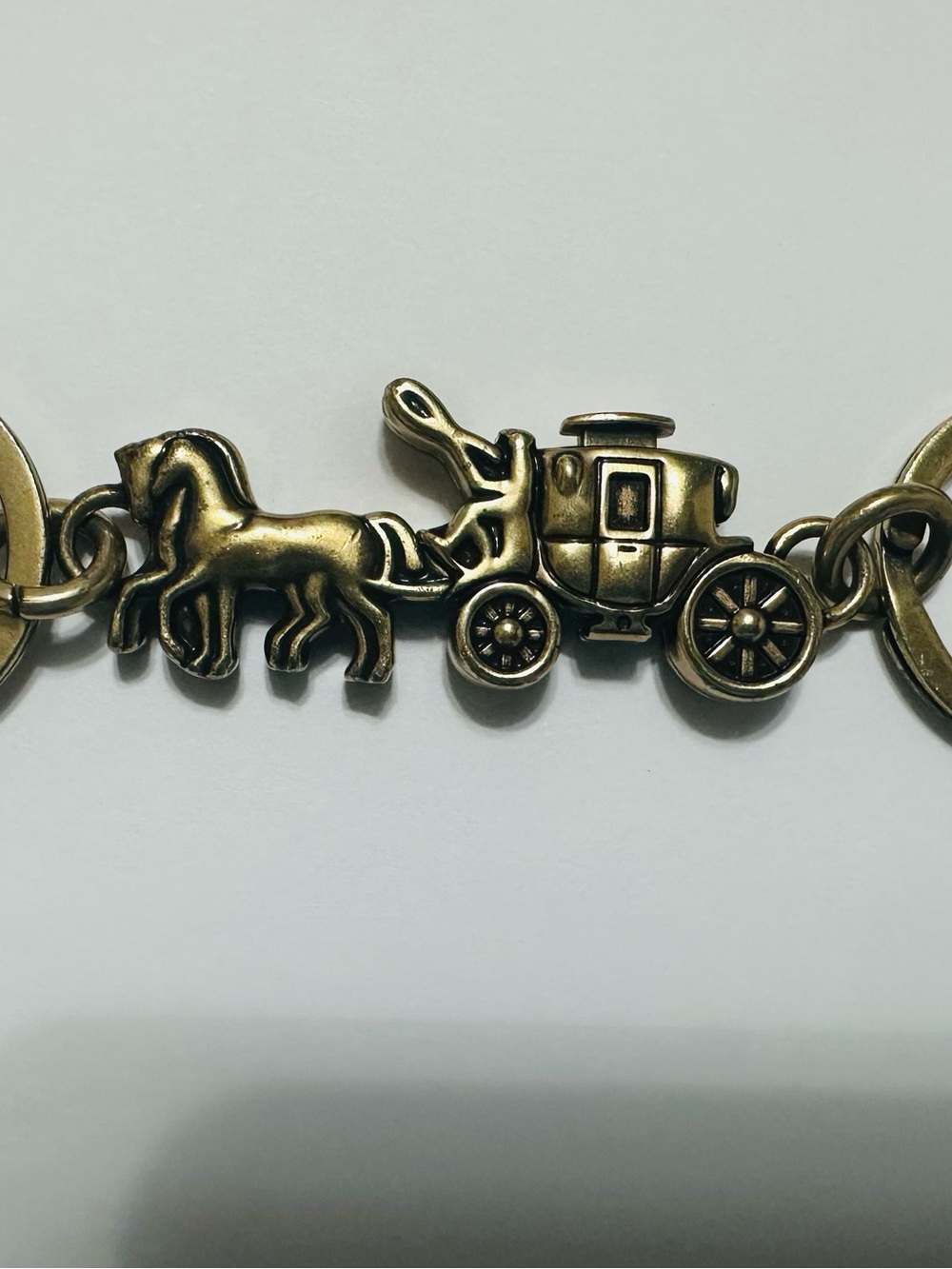 Coach Brass-Tone Horse & Carriage Valet Key Ring - Picture 2 of 6